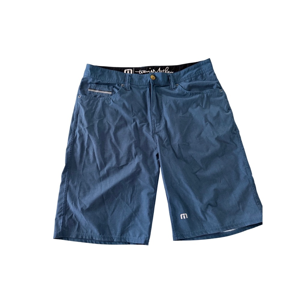 TravisMathew Mens Blue Heather Golf Shorts Size 32 Performance Stretch Stretch